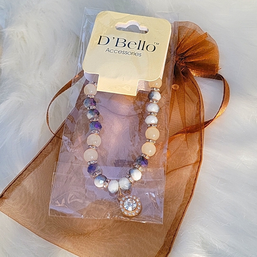 💥3/$14 D'Bello Bracelet Purple & White Ombre Gems With Diamond Accents 💎